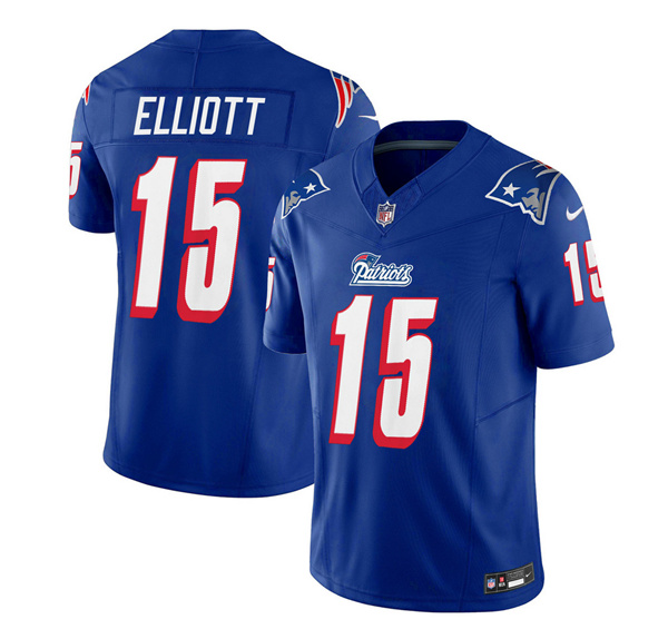 Men’s New England Patriots #15 Ezekiel Elliott Blue 2023 F.U.S.E. Vapor Limited Football Stitched Jersey