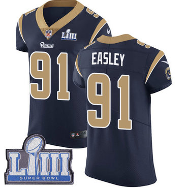 #91 Elite Dominique Easley Navy Blue Nike NFL Home Men’s Jersey Los Angeles Rams Vapor Untouchable Super Bowl LIII Bound