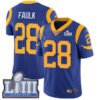 #28 Limited Marshall Faulk Royal Blue Nike NFL Alternate Men’s Jersey Los Angeles Rams Vapor Untouchable Super Bowl LIII Bound