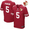 Men’s San Francisco 49ers #5 Bradley Pinion Scarlet Red 70th Anniversary Patch Stitched NFL Nike Elite Jersey