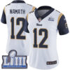 #12 Limited Joe Namath White Nike NFL Road Women’s Jersey Los Angeles Rams Vapor Untouchable Super Bowl LIII Bound