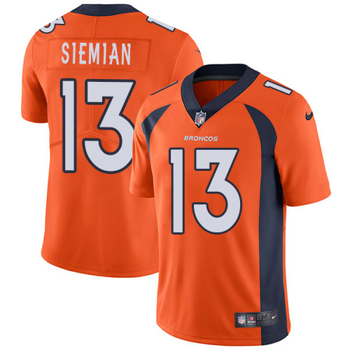 Nike Denver Broncos #13 Trevor Siemian Orange Team Color Men’s Stitched NFL Vapor Untouchable Limited Jersey