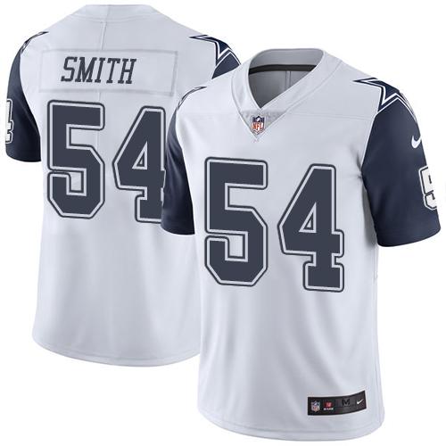 Cowboys #54 Jaylon Smith White Men’s Stitched Football Limited Rush Jersey