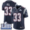 #33 Limited Jeremy Hill Navy Blue Nike NFL Home Men’s Jersey New England Patriots Vapor Untouchable Super Bowl LIII Bound