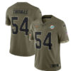 Men’s Miami Dolphins #54 Zach Thomas 2022 Olive Salute To Service Limited Stitched Jersey