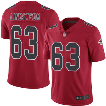 Falcons #63 Chris Lindstrom Red Men’s Stitched Football Limited Rush Jersey