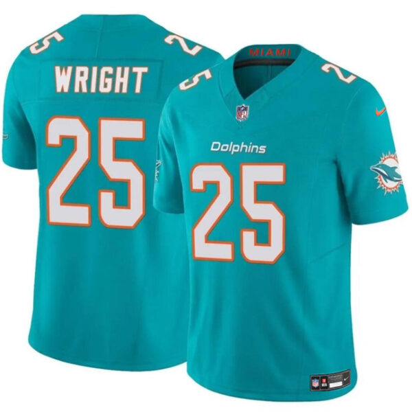 Men’s Miami Dolphins #25 Jaylen Wright Aqua 2024 F.U.S.E Vapor Limited Football Stitched Jersey