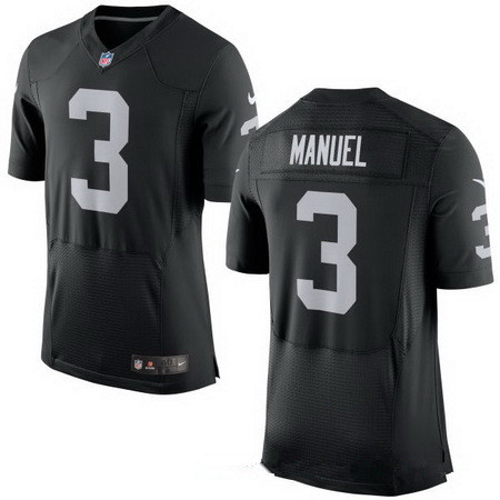 Men’s Oakland Raiders #3 EJ Manuel Black Team Color Stitched NFL Nike Elite Jersey