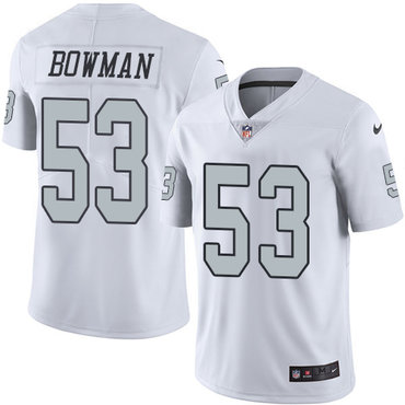 Nike Raiders #53 NaVorro Bowman White Men’s Stitched NFL Limited Rush Jersey