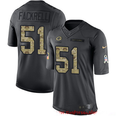 Men’s Green Bay Packers #51 Kyler Fackrell Black Anthracite 2016 Salute To Service Stitched NFL Nike Limited Jersey