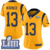 #13 Limited Kurt Warner Gold Nike NFL Women’s Jersey Los Angeles Rams Rush Vapor Untouchable Super Bowl LIII Bound