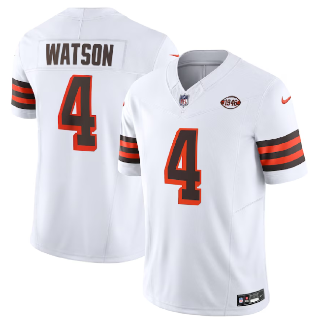 Men’s Cleveland Browns #4 Deshaun Watson White 2023 F.U.S.E. 1946 Collection Vapor Untouchable Limited Football Stitched Jersey