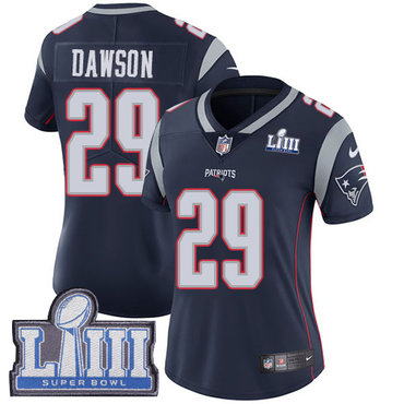 #29 Limited Duke Dawson Navy Blue Nike NFL Home Women’s Jersey New England Patriots Vapor Untouchable Super Bowl LIII Bound