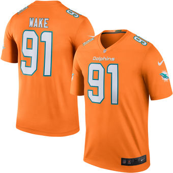 Men’s Miami Dolphins #91 Cameron Wake Nike Orange Color Rush Legend Jersey