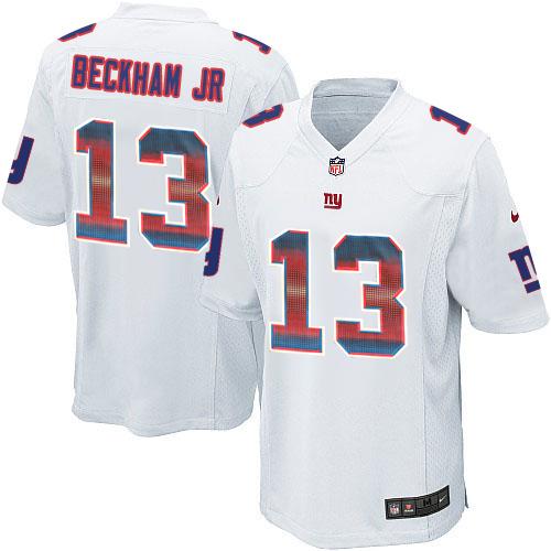 Nike Giants #13 Odell Beckham Jr White Men’s Stitched NFL Limited Strobe Jersey