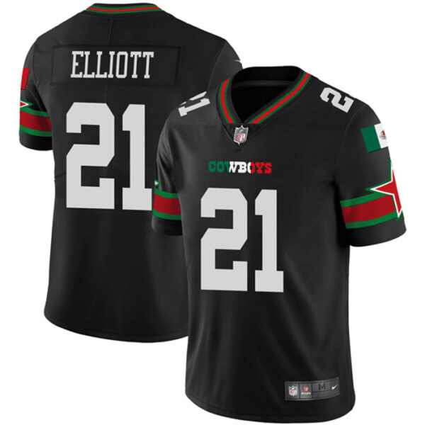 Men’s Dallas Cowboys #21 Ezekiel Elliott Black Mexico Vapor Limited Stitched Football Jersey