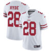 Nike San Francisco 49ers #28 Carlos Hyde White Men’s Stitched NFL Vapor Untouchable Limited Jersey