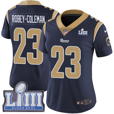 #23 Limited Nickell Robey-Coleman Navy Blue Nike NFL Home Women’s Jersey Los Angeles Rams Vapor Untouchable Super Bowl LIII Bound