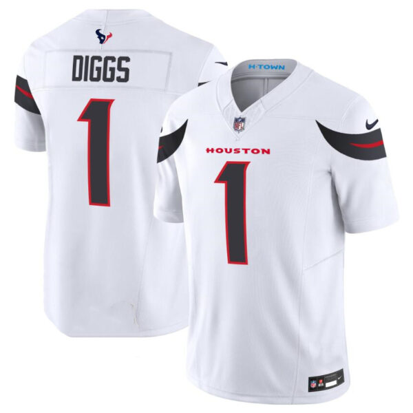 Men’s Houston Texans #1 Stefon Diggs White 2024 Vapor F.U.S.E. Limited Football Stitched Jersey