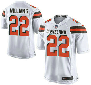 Men’s Cleveland Browns Brown #22 Tramon Williams White Road 2015 NFL Nike Elite Jersey