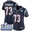 #73 Limited John Hannah Navy Blue Nike NFL Home Women’s Jersey New England Patriots Vapor Untouchable Super Bowl LIII Bound