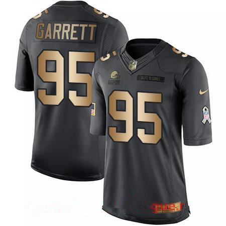 Men’s Cleveland Browns #95 Myles Garrett Anthracite Gold 2016 Salute To Service Stitched NFL Nike Limited Jersey