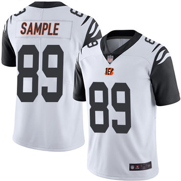 Bengals #89 Drew Sample White Men’s Stitched Football Limited Rush Jersey