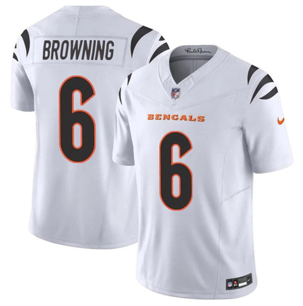 Men’s Cincinnati Bengals #6 Jake Browning White 2023 F.U.S.E. Vapor Untouchable Limited Football Stitched Jersey