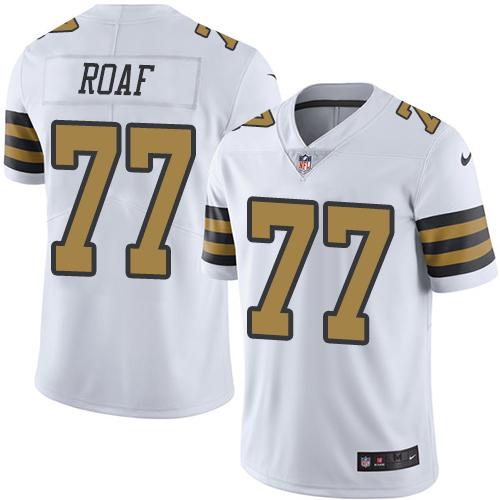 Nike Saints #77 Willie Roaf White Men’s Stitched NFL Limited Rush Jersey