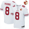 Men’s San Francisco 49ers #8 Steve Young White 70th Anniversary Patch Stitched NFL Nike Elite Jersey
