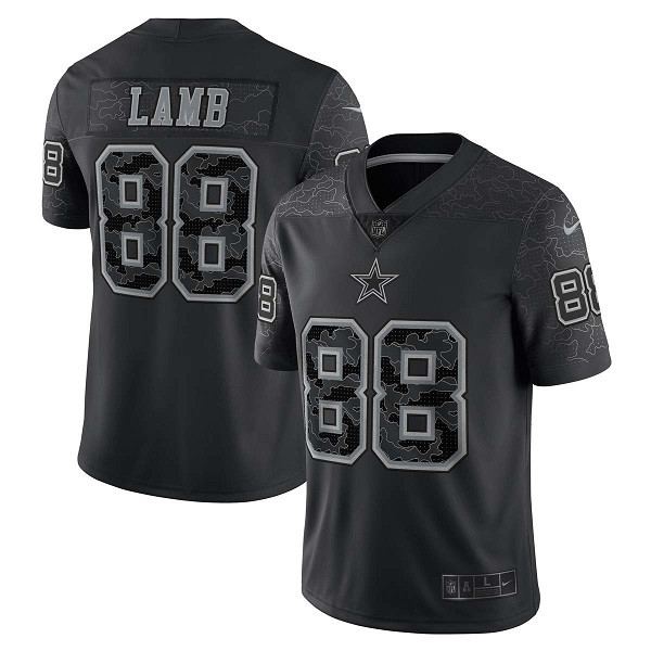Men’s Dallas Cowboys #88 CeeDee Lamb Black Reflective Limited Stitched Football Jersey