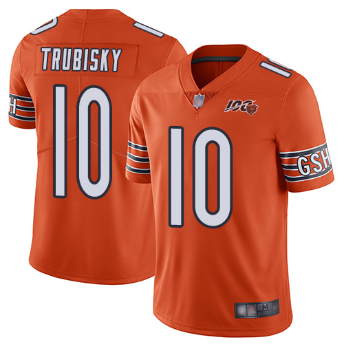 Chicago Bears #10 Mitchell Trubisky Orange Men’s Stitched Football Limited Rush 100th Season Jersey