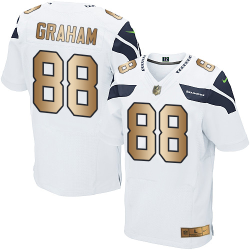 Nike Seahawks #88 Jimmy Graham White Men’s Stitched NFL Elite Gold Jersey