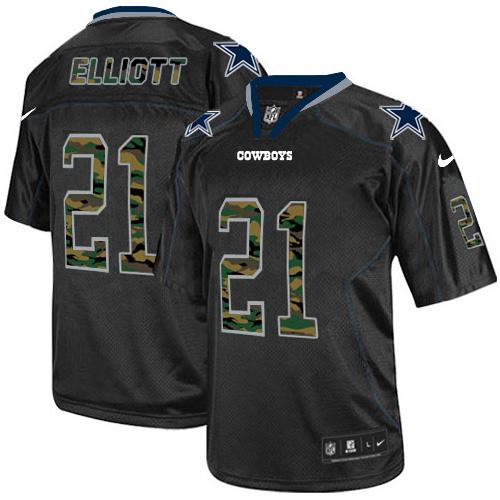 Nike Cowboys #21 Ezekiel Elliott Black Men’s Stitched NFL Elite Camo Fashion Jersey