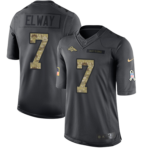 Men’s Denver Broncos #7 John Elway Black Anthracite 2016 Salute To Service Stitched NFL Nike Limited Jersey