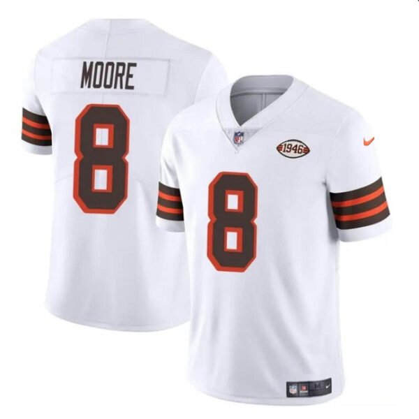 Men’s Cleveland Browns #8 Elijah Moore White 1946 Collection Vapor Limited Football Stitched Jersey