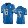 Men’s Detroit Lions #16 Jared Goff Blue 2023 F.U.S.E. 90th Anniversary Patch Vapor Untouchable Limited Stitched Jersey