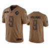 Men’s Detroit Lions #9 Jameson Williams 2023 Brown Salute To Service Limited Football Stitched Jersey