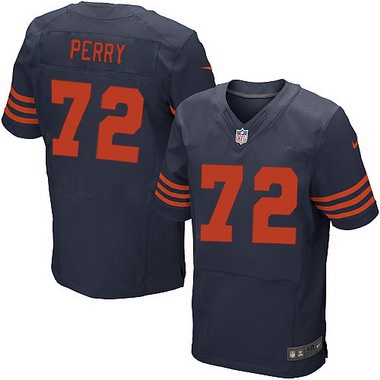 Men’s Chicago Bears #72 William Perry Navy Blue With Orange Retired Player NFL Nike Elite Jersey