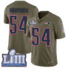 #54 Limited Dont’a Hightower Olive Nike NFL Men’s Jersey New England Patriots 2017 Salute to Service Super Bowl LIII Bound