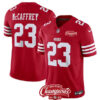 Men’s San Francisco 49ers #23 Christian McCaffrey Red 2023 F.U.S.E. NFC West Champions Patch Football Stitched Jersey