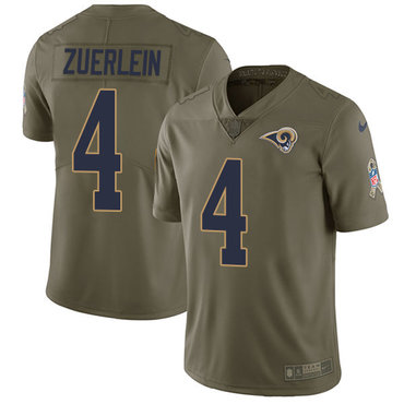 Nike Rams #4 Greg Zuerlein Olive Men’s Stitched NFL Limited 2017 Salute To Service Jersey