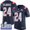 #24 Limited Stephon Gilmore Navy Blue Nike NFL Men’s Jersey New England Patriots Rush Vapor Untouchable Super Bowl LIII Bound