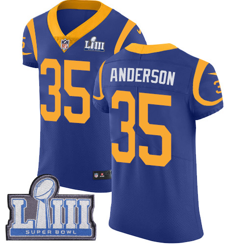 Men’s Los Angeles Rams #35 C.J. Anderson Royal Blue Nike NFL Alternate Vapor Untouchable Super Bowl LIII Bound Elite Jersey