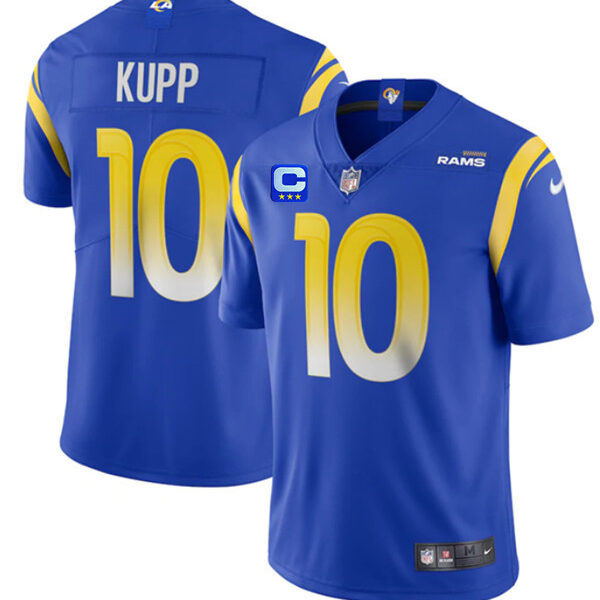 Men’s Los Angeles Rams #10 Cooper Kupp 2022 Royal With 3-Star C Patch Vapor Limited Stitched Jersey