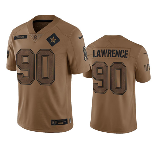 Men’s Dallas Cowboys #90 DeMarcus Lawrence 2023 Brown Salute To Service Limited Football Stitched Jersey