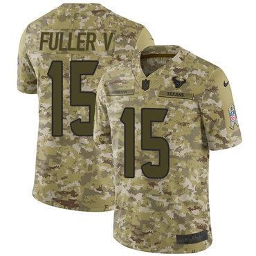 Nike Texans #15 Will Fuller V Camo Men’s Stitched NFL Limited 2018 Salute To Service Jersey