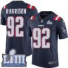 #92 Limited James Harrison Navy Blue Nike NFL Men’s Jersey New England Patriots Rush Vapor Untouchable Super Bowl LIII Bound