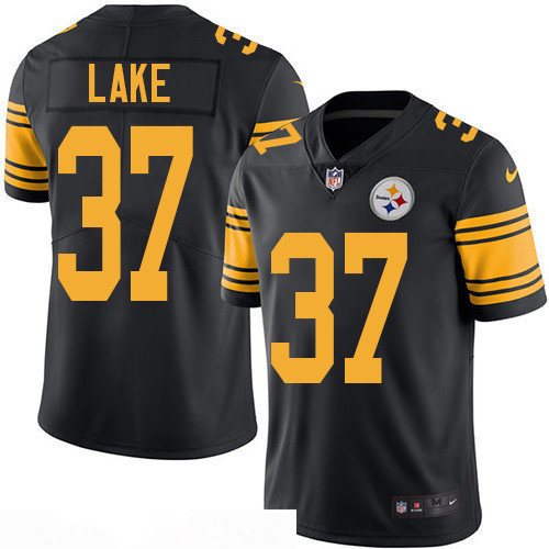 Men’s Pittsburgh Steelers #37 Carnell Lake Retired Black 2016 Color Rush Stitched NFL Nike Limited Jersey