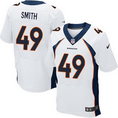 Men’s Denver Broncos #49 Dennis Smith White Retired Player NFL Nike Elite Jersey